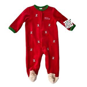 Little Me My First Christmas Teddy bear Footie Outfit or Sleepwear size 9M NWT